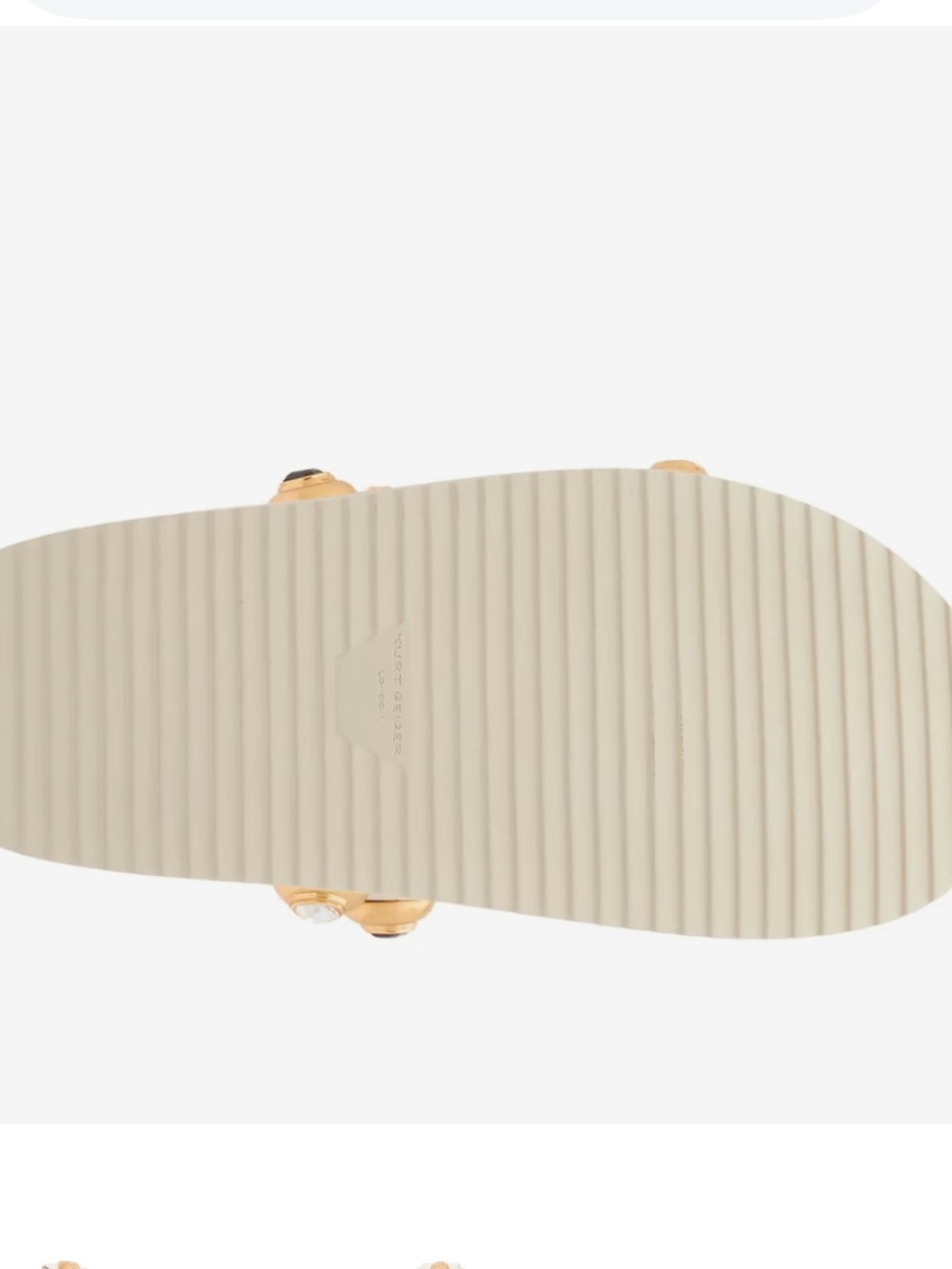 Kurt Geiger Orson Cream Slide Sandals with Gold Jewel Studs - Picture 5 of 8